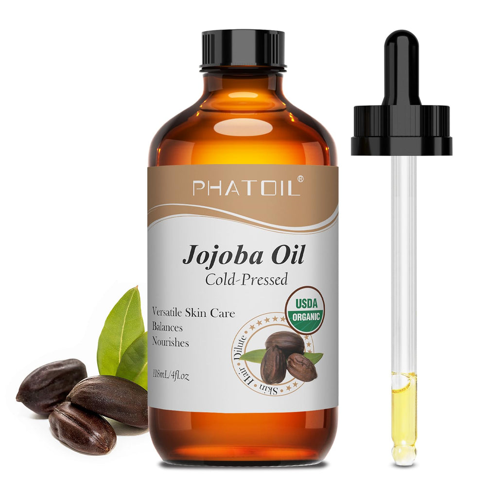 PHATOIL Aceite de Jojoba en frasco con gotero para hidratación diaria.