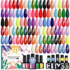 Phoenixy esmalte gel set 30 piezas con colores oscuros para una manicura duradera
