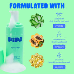 Pipa con enzimas de papaya para exfoliación suave.