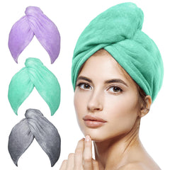 POPCHOSE: toalla de microfibra para cabello, pack de 3 colores para secado rápido.