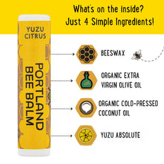 Portland Bee Balm bálsamo labial Yuzu envase compacto para retoques en cualquier lugar.