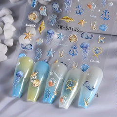Powpop uñas mariposa 3D con brillo sutil para ocasiones