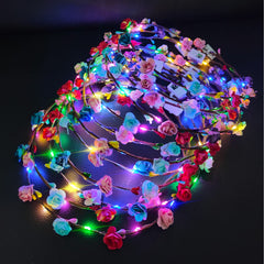 PTHTECHUS diadema flores LED brillantes, accesorio luminoso para bodas y eventos.
