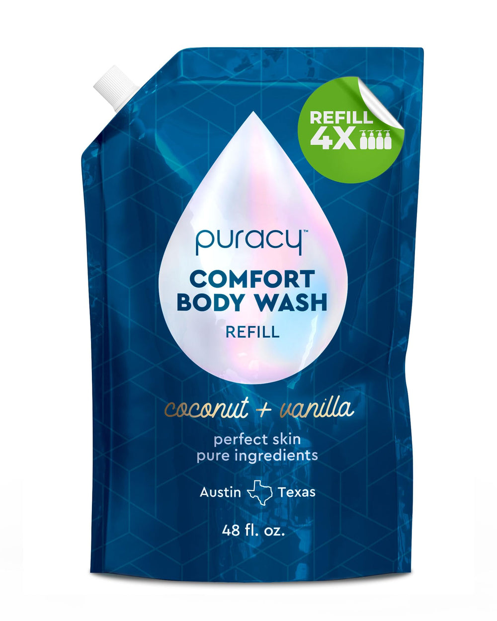 Puracy jabon de cuerpo: botella con aroma coco vainilla para ducha relajante