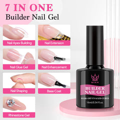 QIEK Builder Nail Gel, construcción del ápice para volumen natural.