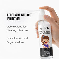 Quitch aplicación sin contacto para higiene de piercings sin irritación.
