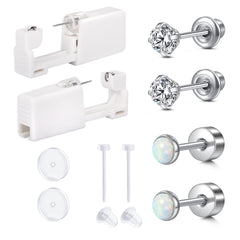 QWALIT kit de perforación de oreja con aretes incluido para uso doméstico seguro.