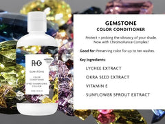 R+Co Gemstone Color Shampoo, aplicación mostrada, espuma suave para color más estable