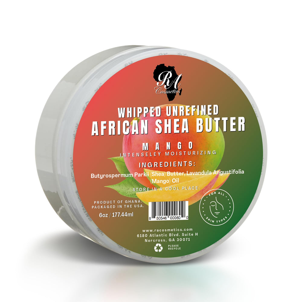 RA COSMETICS Manteca de karité batida con mango: envase para piel suave y nutrida