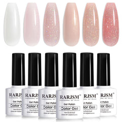 RARJSM Esmalte Gel Nude Brillo Botella con acabado iridiscente para uñas elegantes.