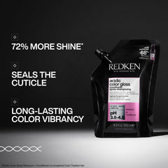 Redken Acondicionador Brillo de Color Ácido aplicado sobre cabello teñido.