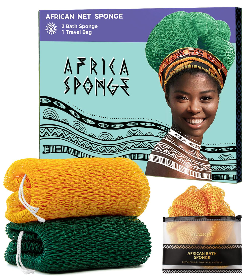 RelaxScene esponja africana de red: pack de dos para exfoliar suavemente la piel.
