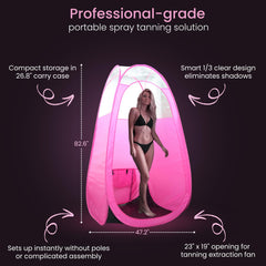 Cábina pop-up deluxe con estuche para bronceado, conveniente y portátil.