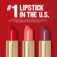 Barra de labios REVLON, acabado perlado para brillo sutil.