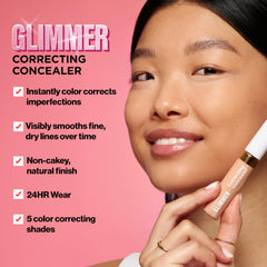 Textura ultraligera del corrector Glimmer para difuminar ojeras sin peso