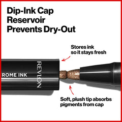 REVLON So Fierce Chrome Ink, cap Dip-Ink mantiene pigmento intenso para color vivo.