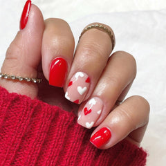 RIICFDD Uñas pegables con corazón rojo, para un look romántico.