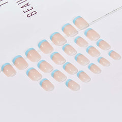 RikView uñas frances oval azul con diseño llamativo, para estilo único.