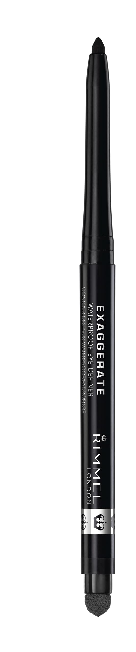 Delineador de ojos Rimmel Exaggerate: acabado resistente al agua para largas jornadas.