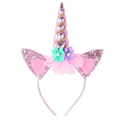 Diadema Roffiy cuerno unicornio rosa brillante para fiestas y disfraces