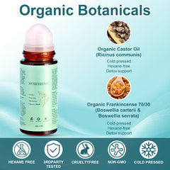 Roll-On Aceite Ricino Orgánico, rodillo de cuarzo rosa para rostro.