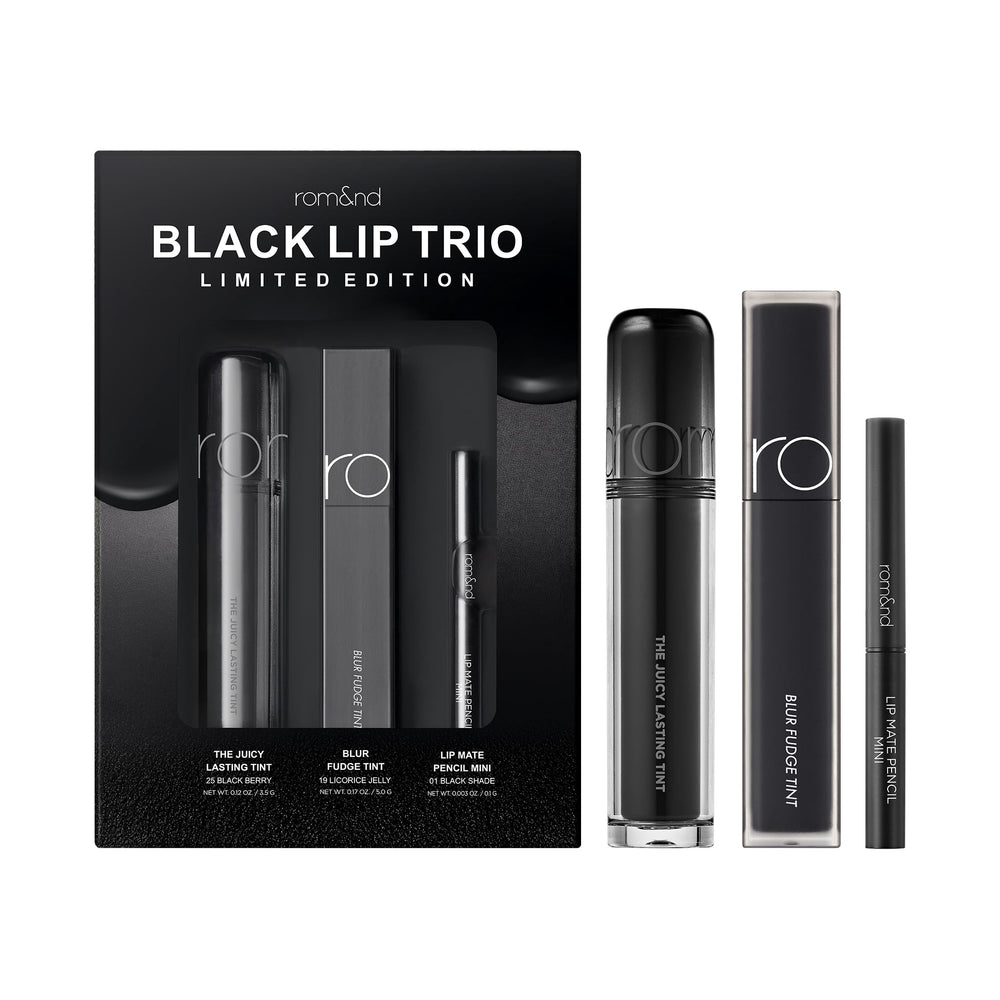 Rom&nd BESO NEGRO TRIO envase compacto para retoques diarios.