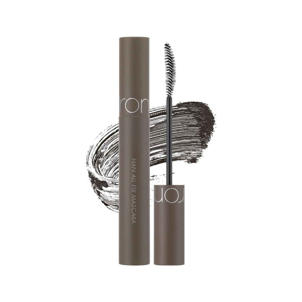 Rom&nd Han All Fix Mascara: envase y aplicador para deslizamiento suave.