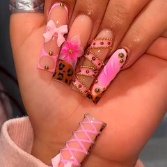 RTKHFZE uñas acrílicas con diseño floral 3D para realzar la manicura.