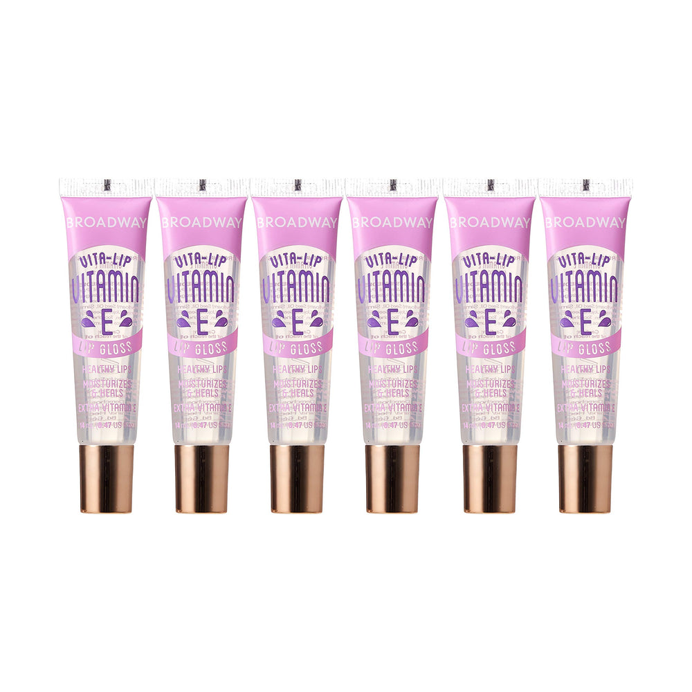Ruby Kisses Broadway Vita-Lip Gloss, empaque frontal, fácil de identificar.
