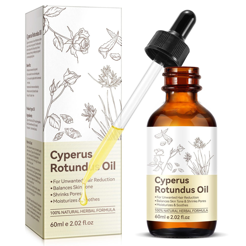 Rulviou Aceite Cyperus Rotundus, bote de 60 ml para piel suave y cuidado diario.
