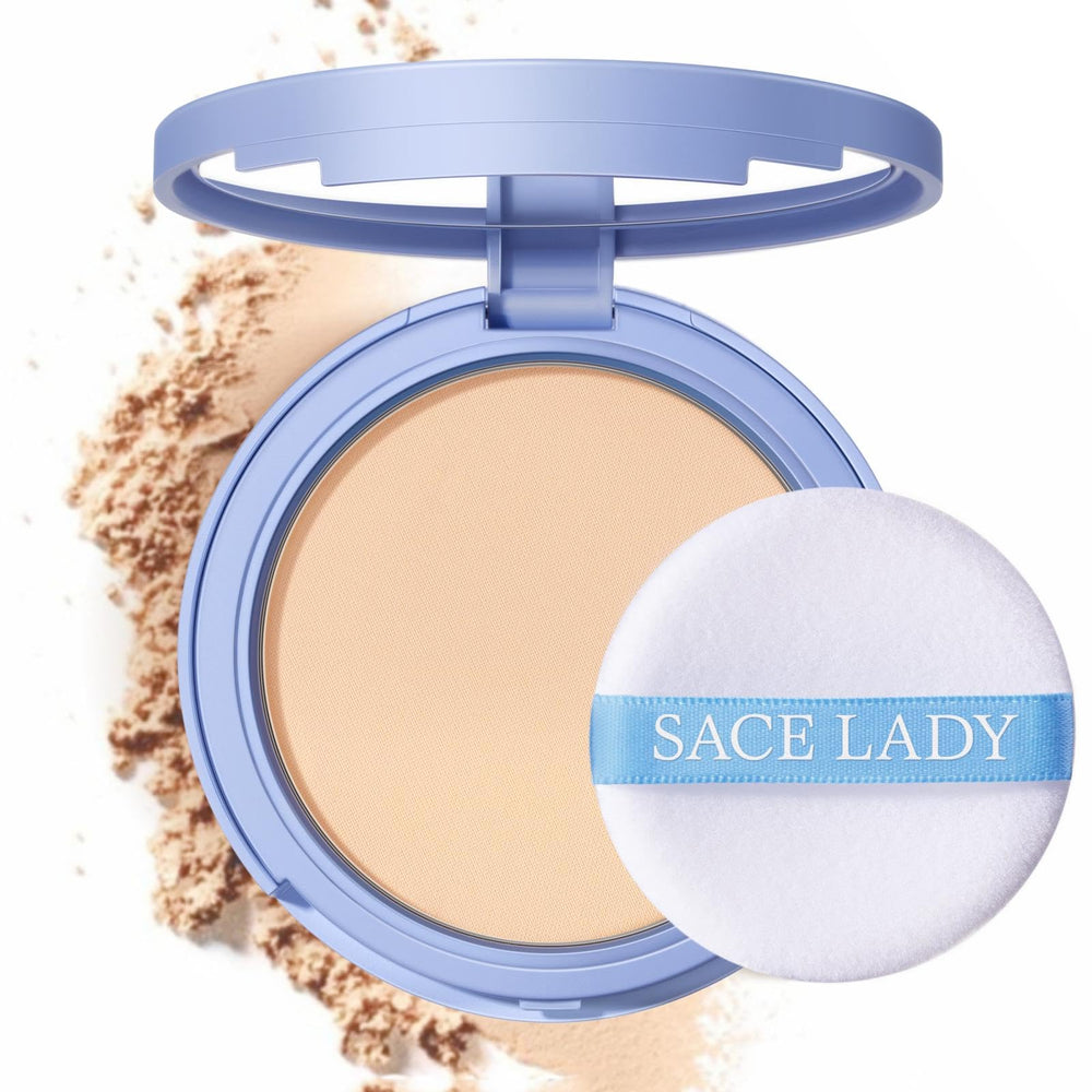 Polvo compacto SACE LADY para aplicación suave y acabado mate duradero.