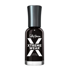 Sally Hansen Xtreme Wear Negro Out, botella visible, acabado brillante ideal para retoques rápidos.