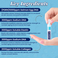 Aplicación del Sérum Salmoa DNA PDRN en la palma de la mano.