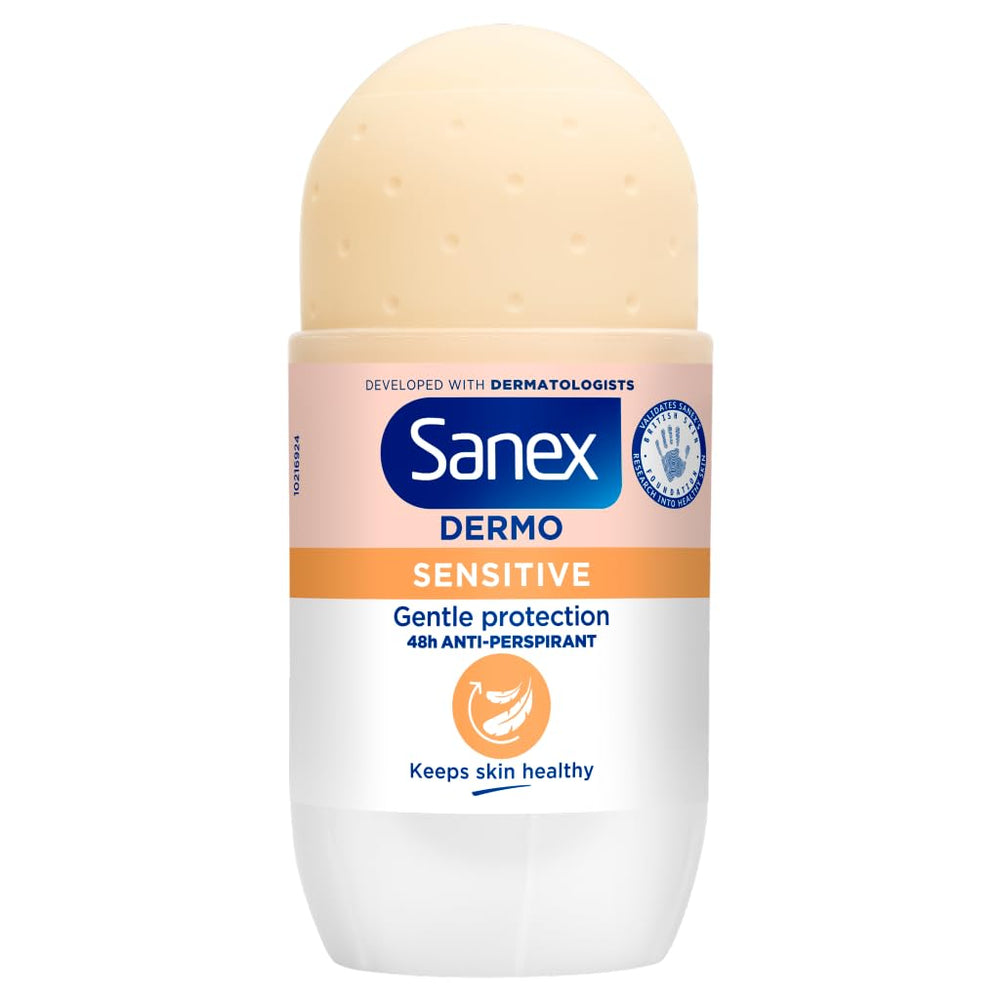 Sanex Roll-On Extra Cool de 50 ml para piel sensible, experiencia refrescante y suave.