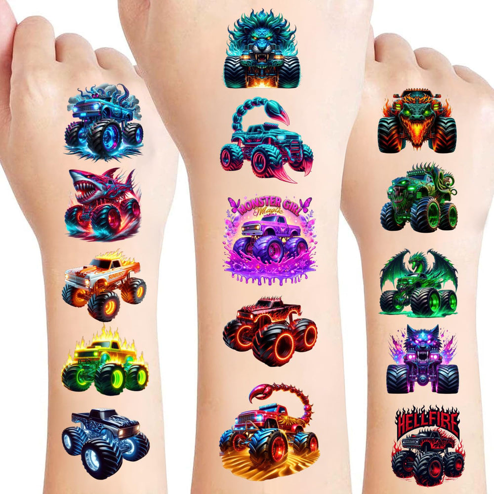 Tatuajes camiones monstruo iluminados de Sanki94 para fiestas y sesiones de fotos