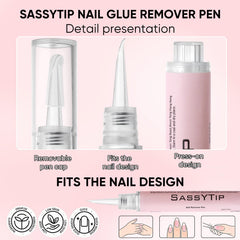SASSYTIP removiendo pegamento en 30 segundos, uso rápido y limpio.