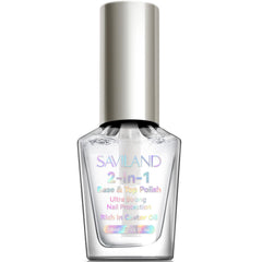 SAVILAND Base Top Coat 2 en 1: acabado claro y protección para uñas.