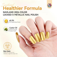 SAVILAND Esmalte dorado metálico, secado rápido para uñas listas en minutos.