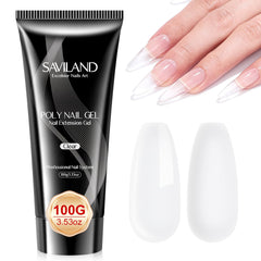 SAVILAND gel poligel transparente 100 g frente muestra acabado natural