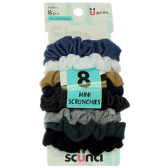 Gomas Scunci mini denim, conjunto, ideal para peinados rápidos y sin daño.