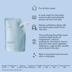 SEACRET Minerals Dead Sea Mud, purificación de poros durante el cuidado del cuerpo.