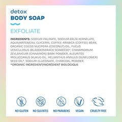 The Seaweed Bath Co. barra exfoliante detox aplicación diaria en la ducha.