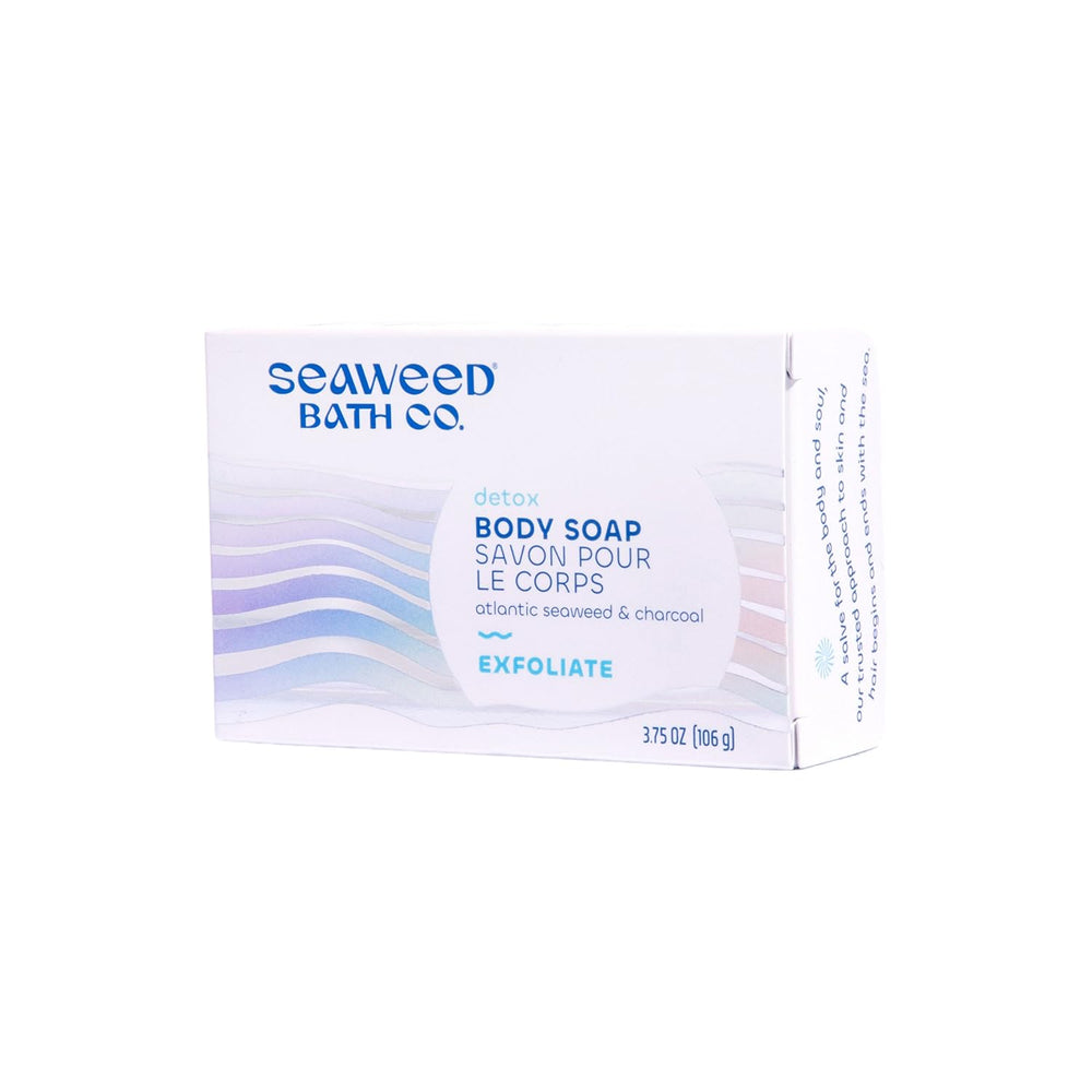 The Seaweed Bath Co. barra exfoliante detox carbono, piel suave y firme.