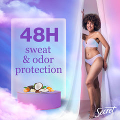 Protección de 48 horas contra sudor y olores con Secret.