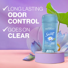 Secret Fresh aplicación de gel claro, se seca rápido sin manchas.