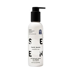 SEEN Face Wash sin fragancia en botella, limpieza suave para piel sensible.