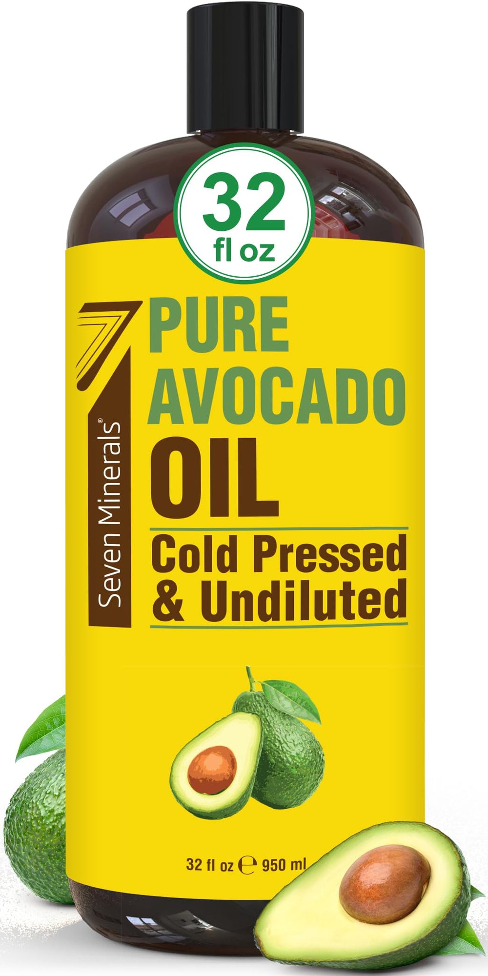Seven Minerals Aceite de Aguacate en botella, para cabello suave y brillante.