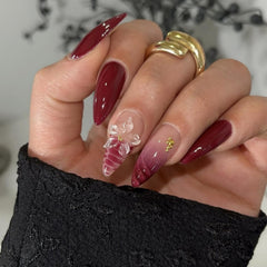 Sevgob uñas postizas almendra vino oscuro para look elegante diario