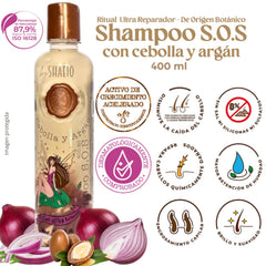 SHAEIO Ingredientes botánicos: cebolla, biotina y argán.
