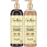 SheaMoisture Jamaica Black Castor Oil shampoo frente, fortalecimiento capilar para cabello dañado